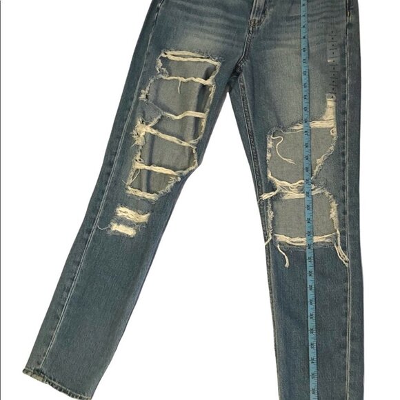 NWT American Eagle Mom  Jean #1460 Super Distessed Regular High Waisted Ladies 4 - Picture 16 of 16